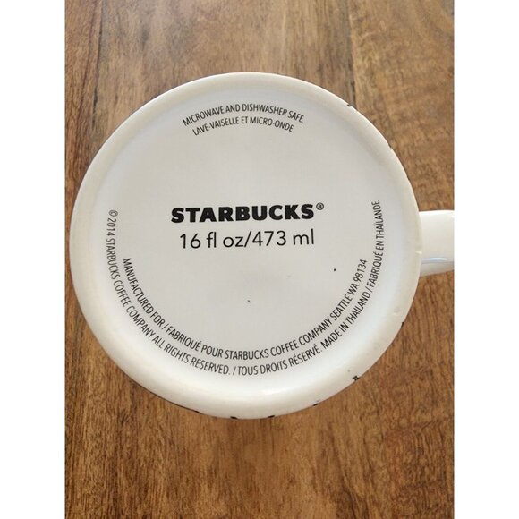 2014 Starbucks Green Dot Collection Black Geometric Ice Cubes Mug Cup 16oz - Picture 5 of 5